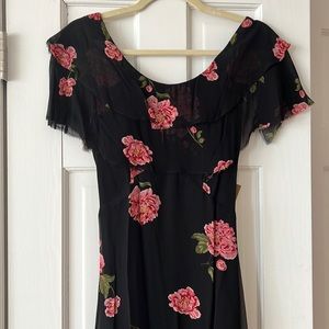 Reformation full length floral dress with open back